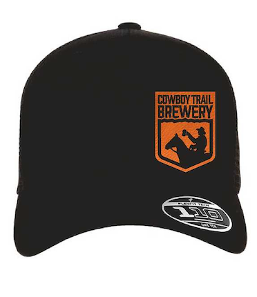 Cowboy Trail Brewery – Flexfit 110 All-Black Hat (No "snap", fitted Flexfit)